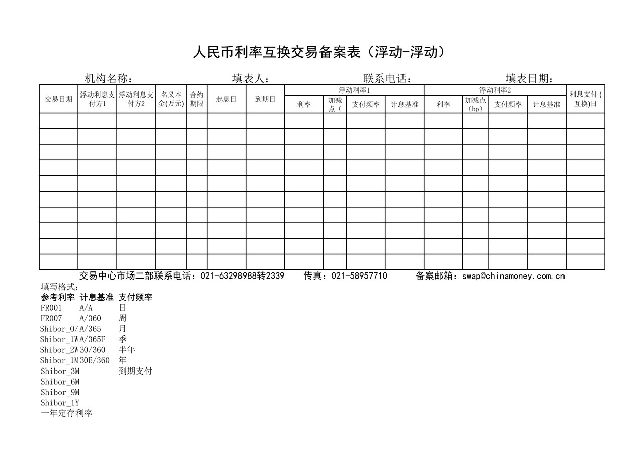 利率互换交易备案表