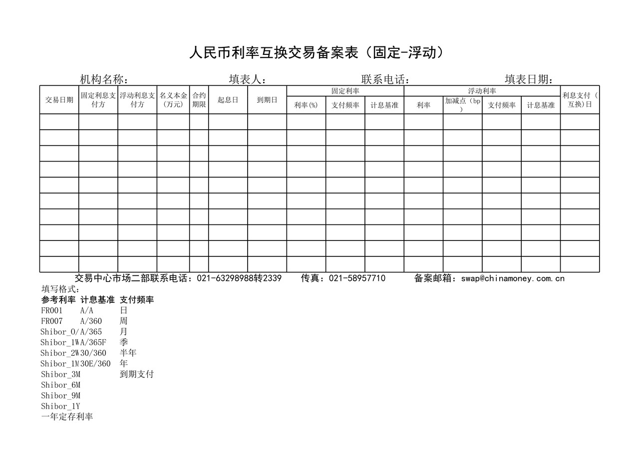 利率互换交易备案表