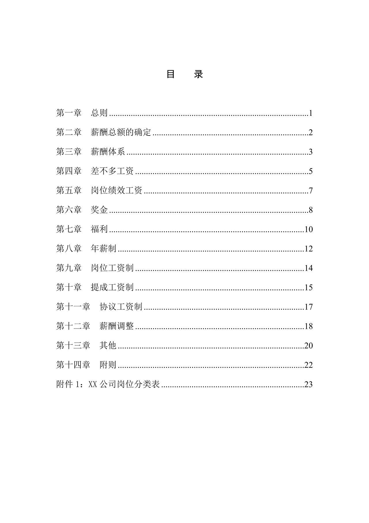 XX投资集团有限公司薪酬管理制度