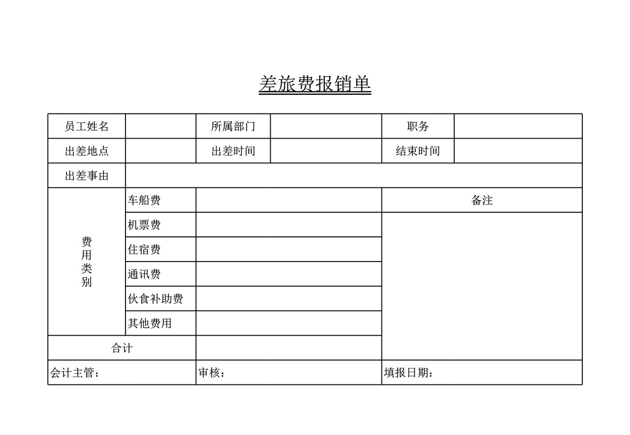 差旅费报销单