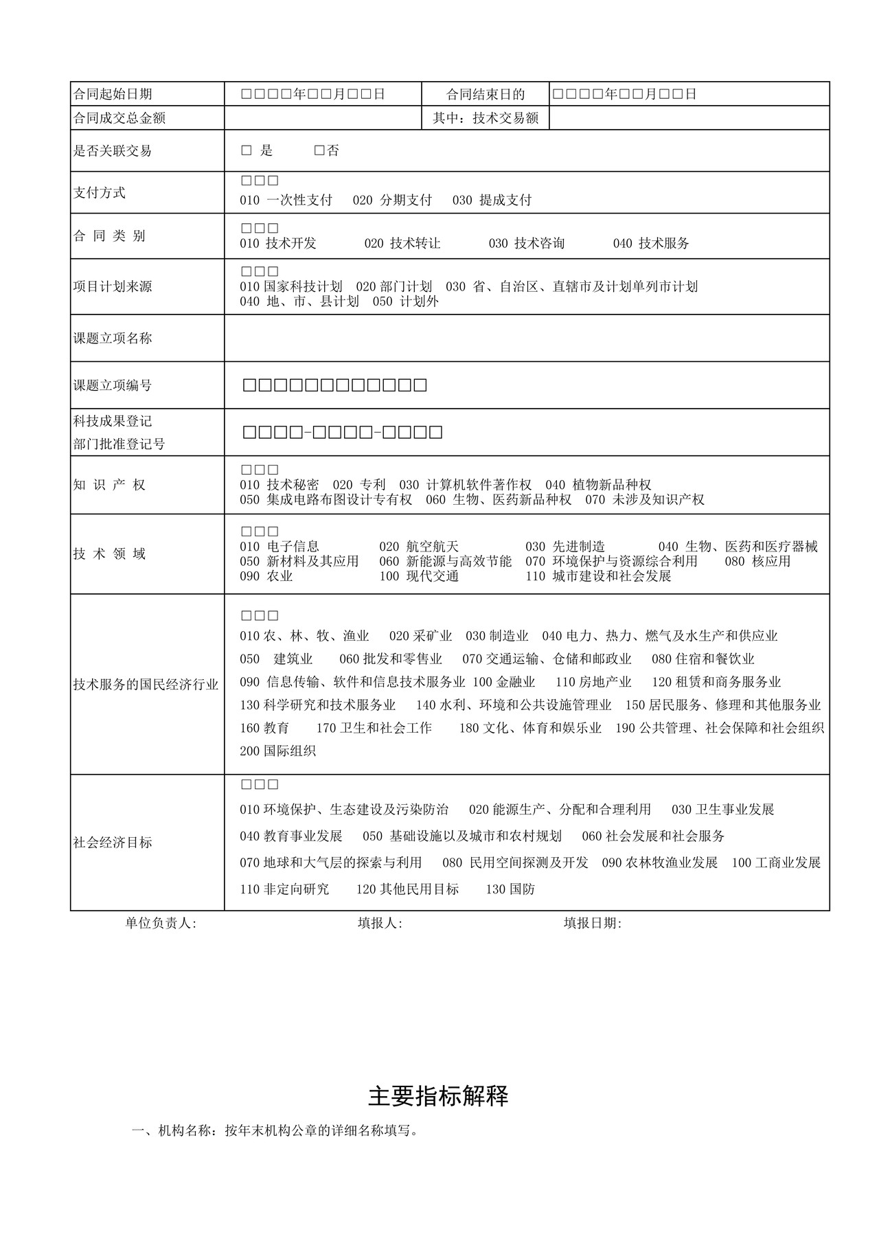 技术合同登记表