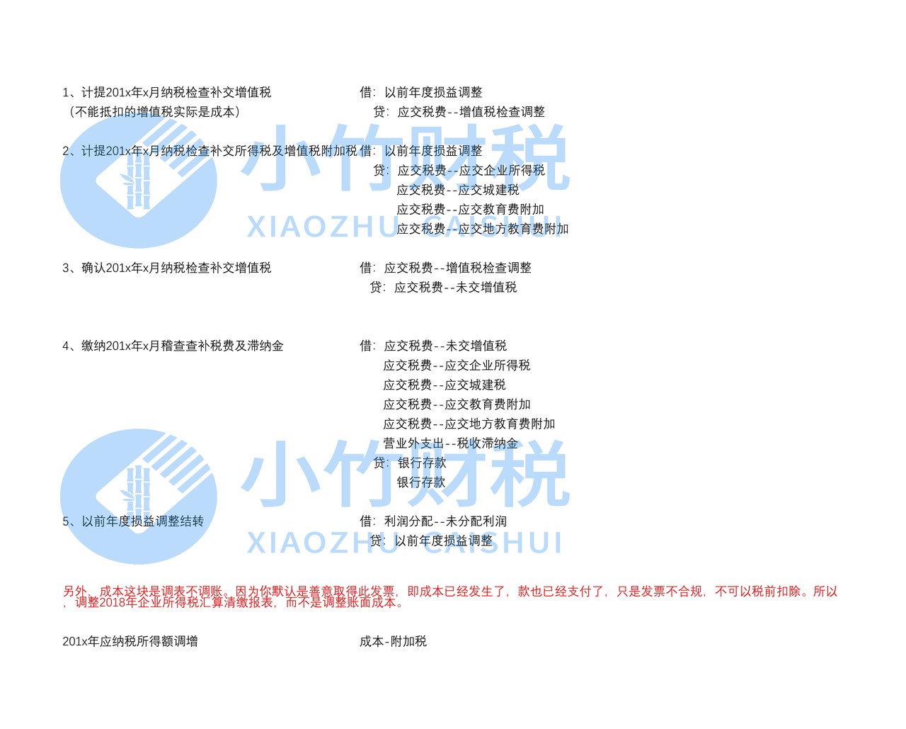 专票稽查补税分录