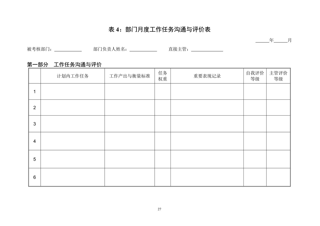 部门-月度-计划&评价表
