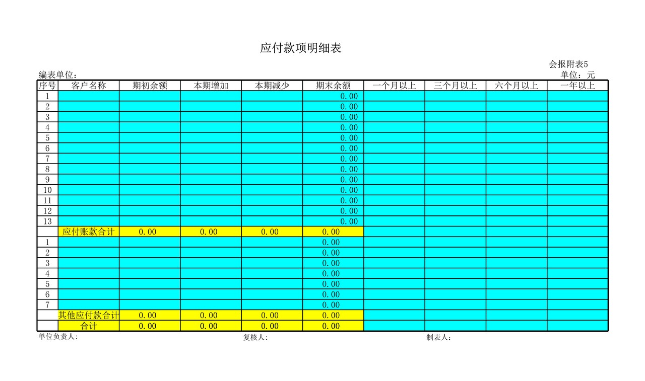 往来账登记台账