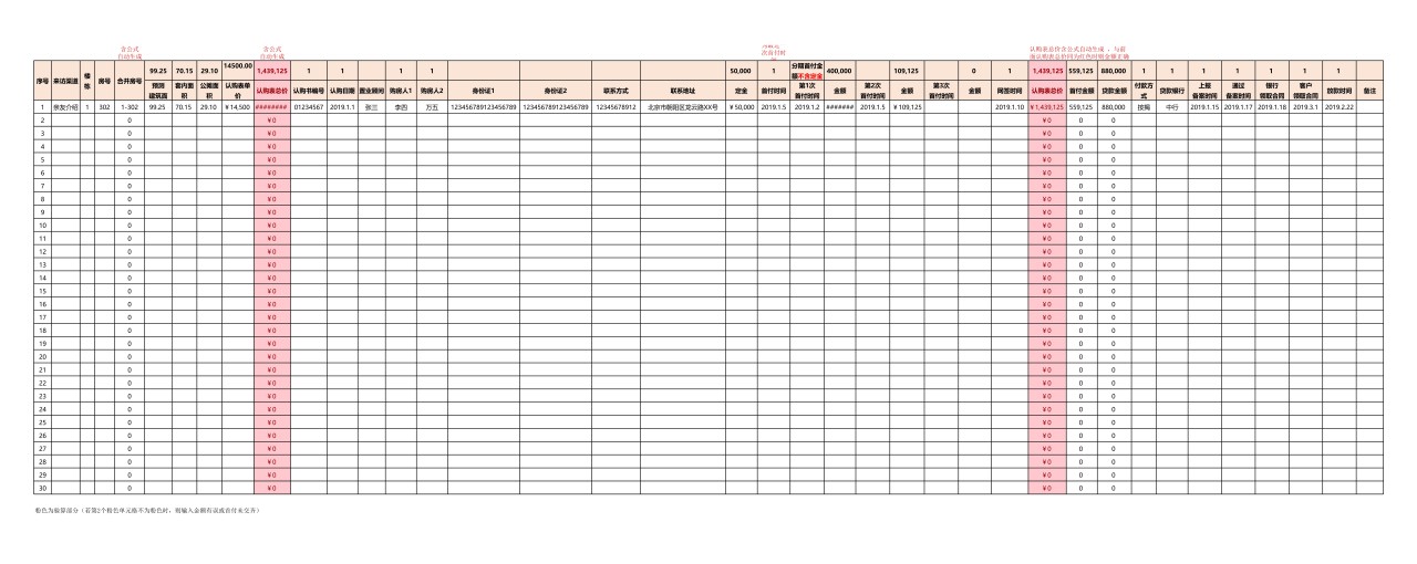房地产销售销控台账