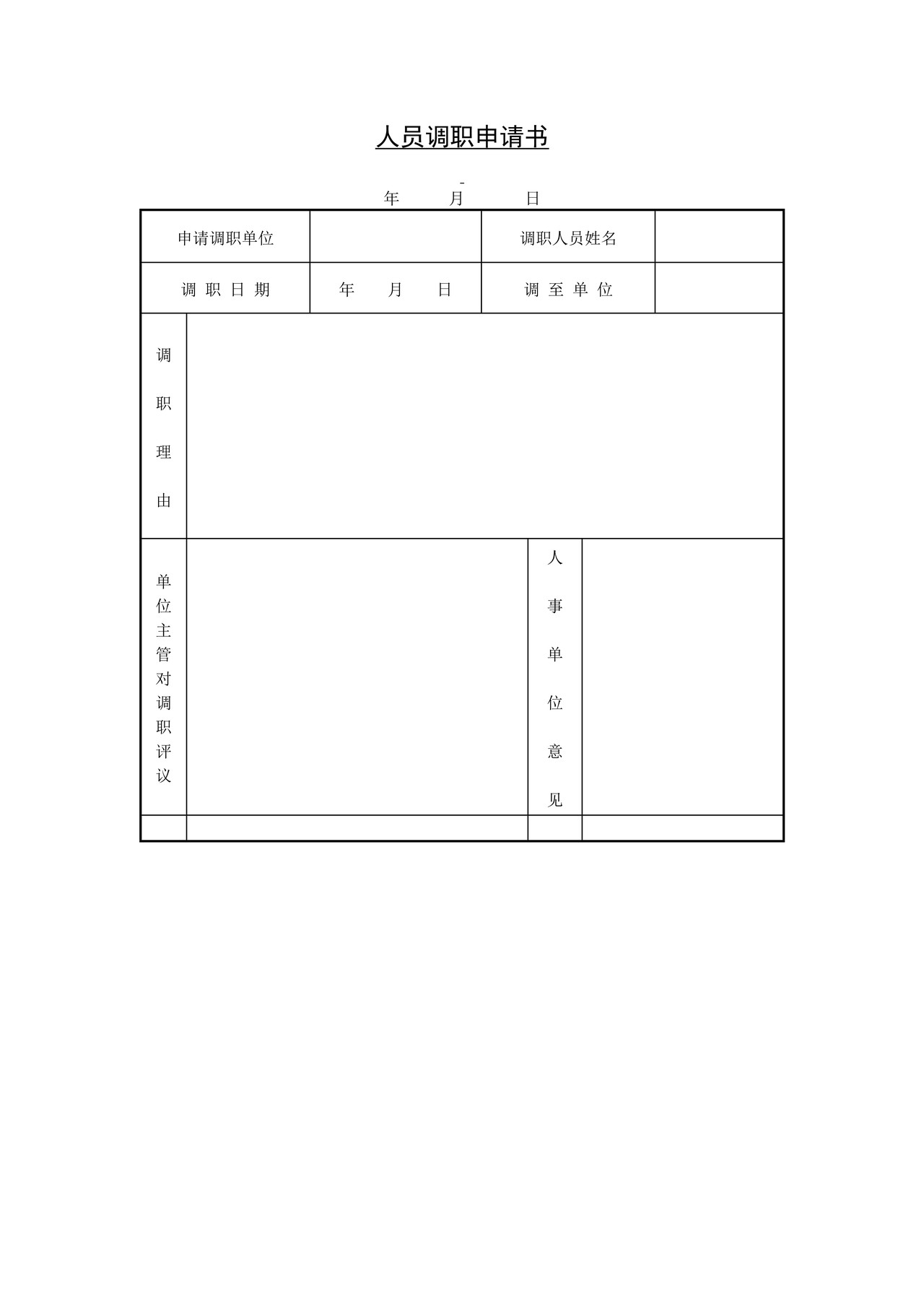 人员调职申请书