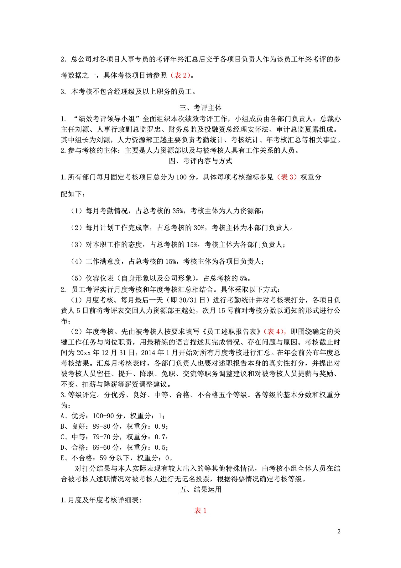 年度薪酬福利体系及优秀员工评选方案