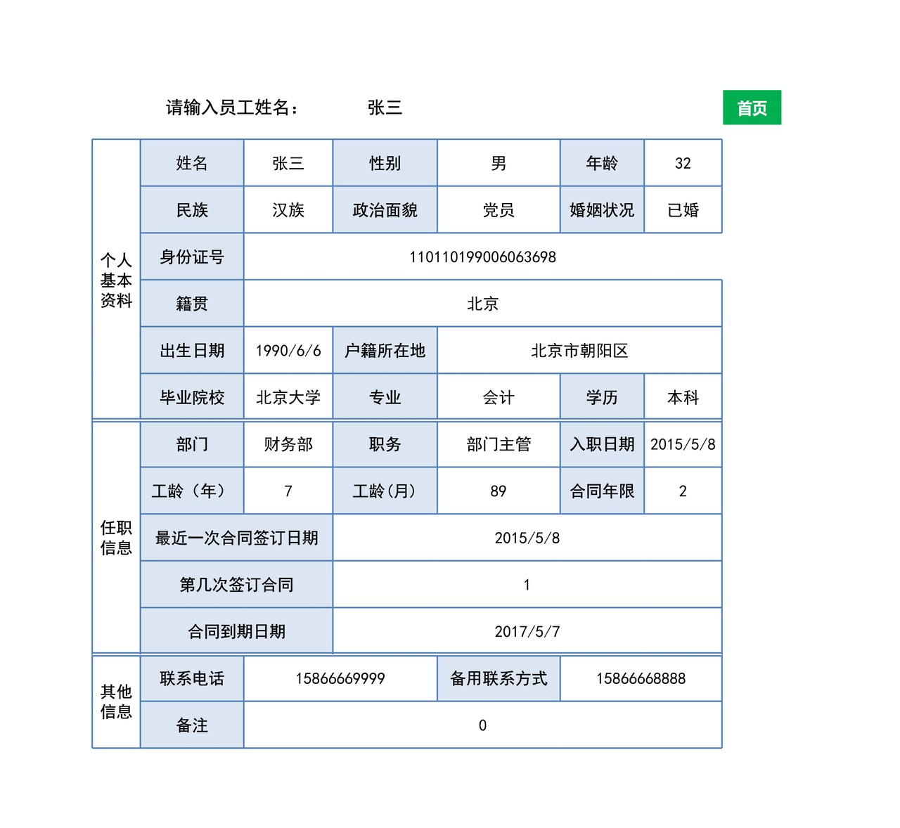 人事档案员工信息台账及人员结构分析表Excel(设置提醒)