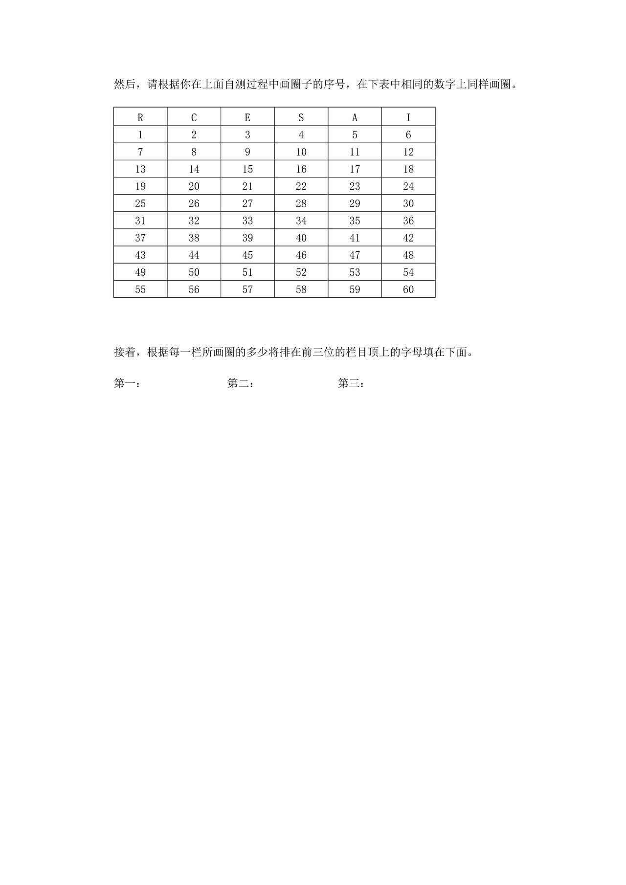 职业取向标准测试