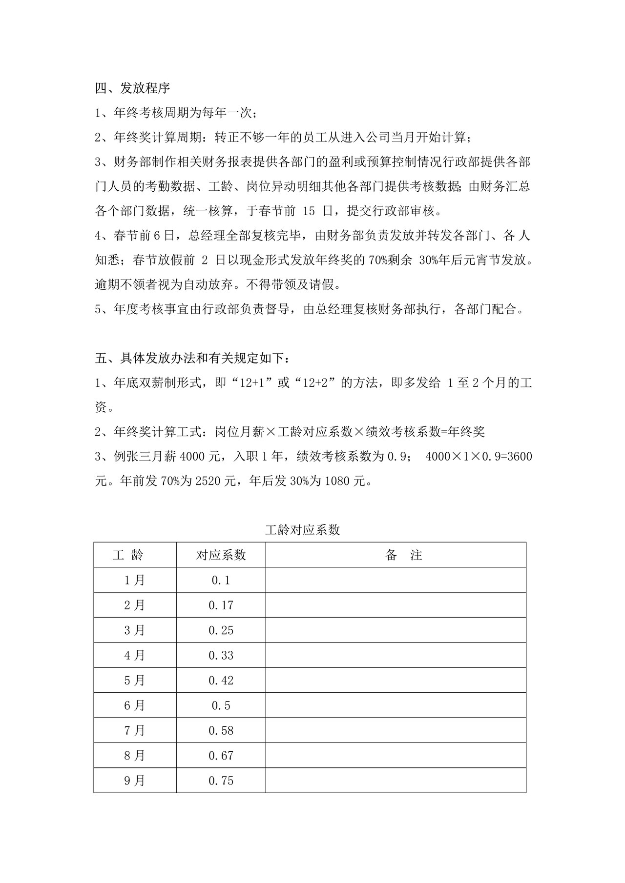 公司年终奖发放办法