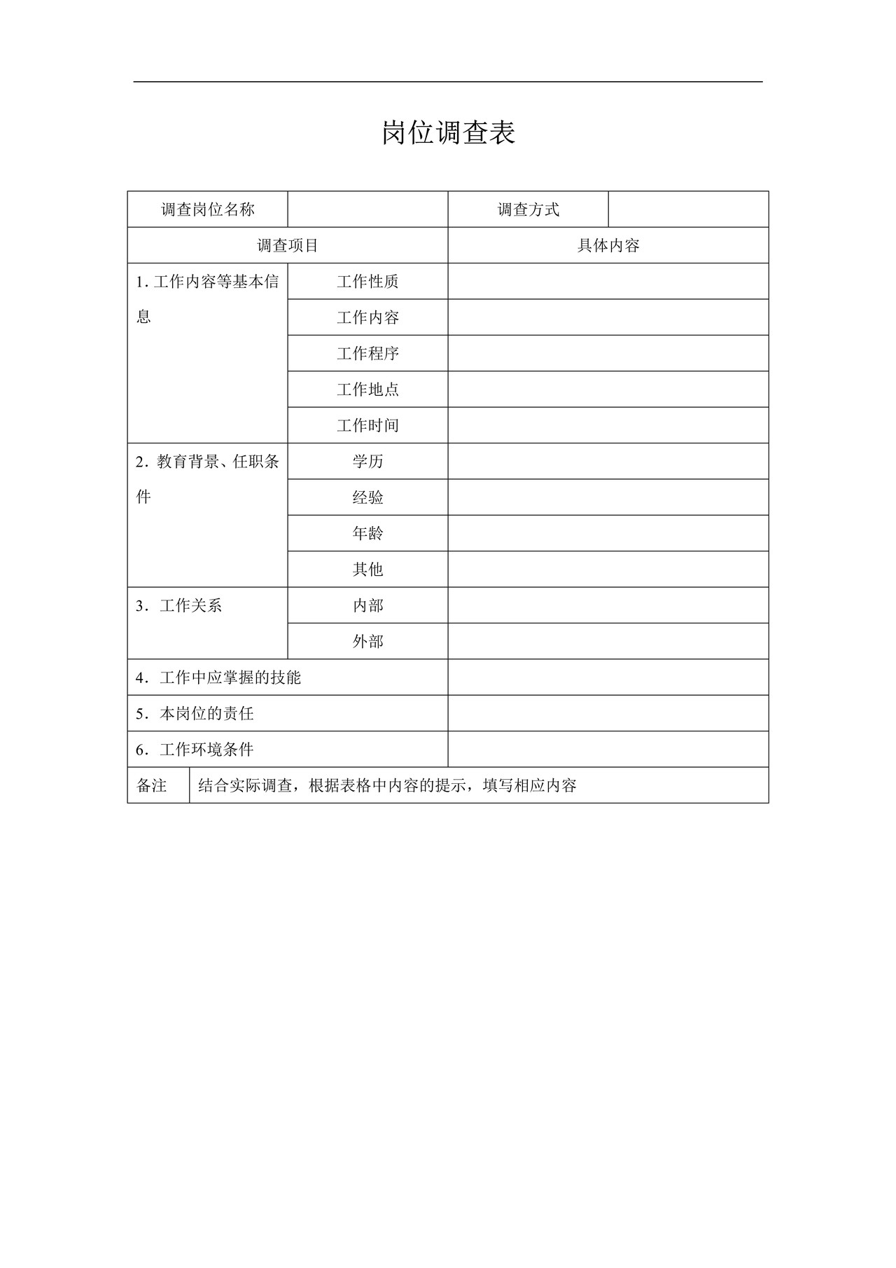 岗位调查表-模板