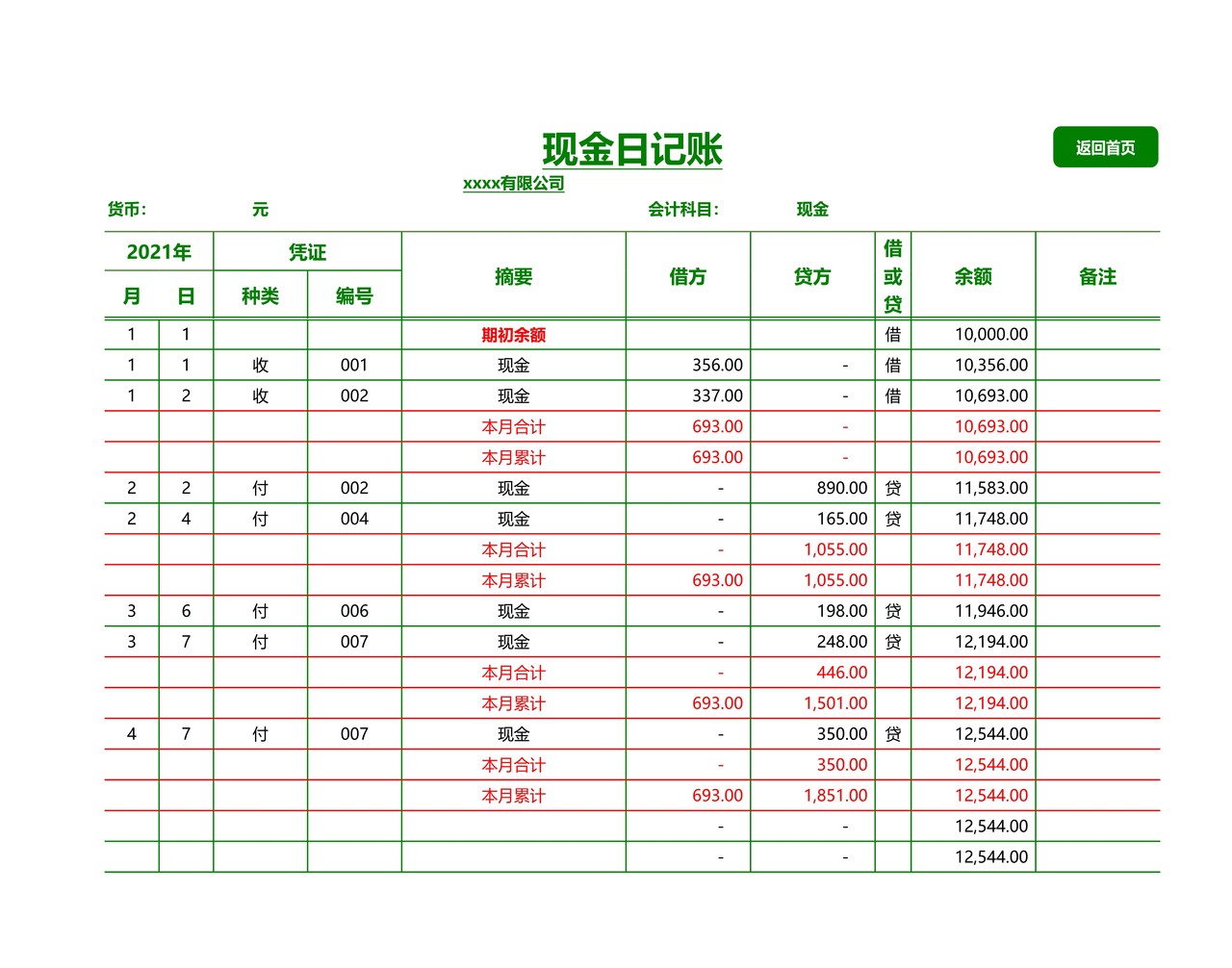出纳日记账管理系统