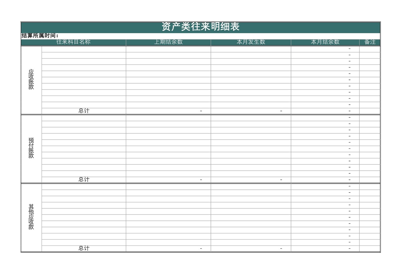 资产类往来明细表