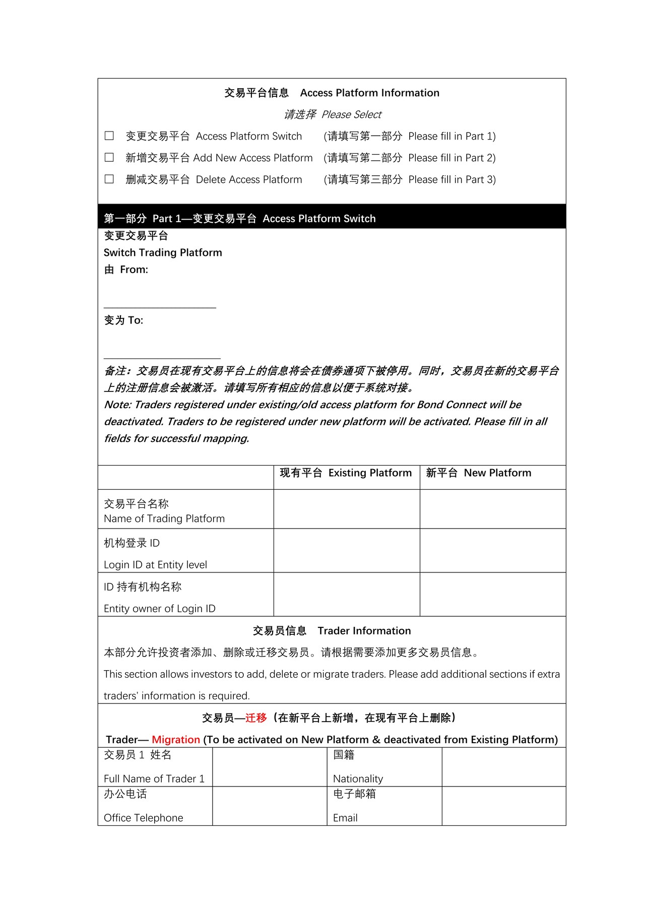 债券通境外投资者信息变更表