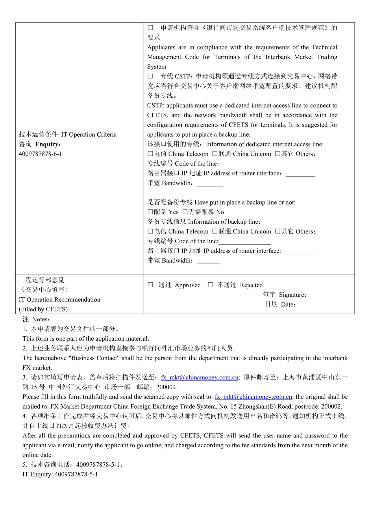 中国外汇交易中心外汇市场期权报价接口初审表