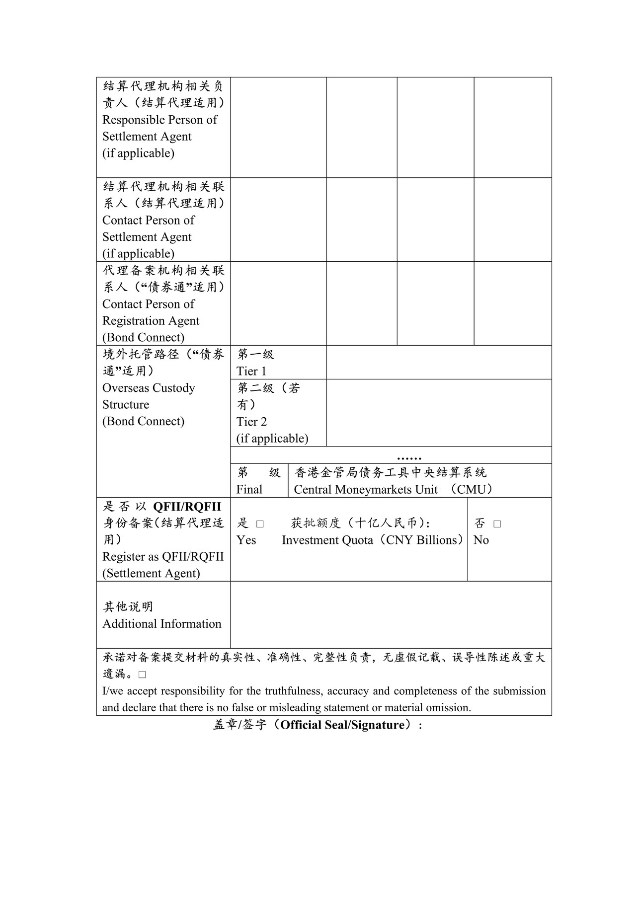 境外机构投资者投资中国银行间债券市场备案表(法人类)