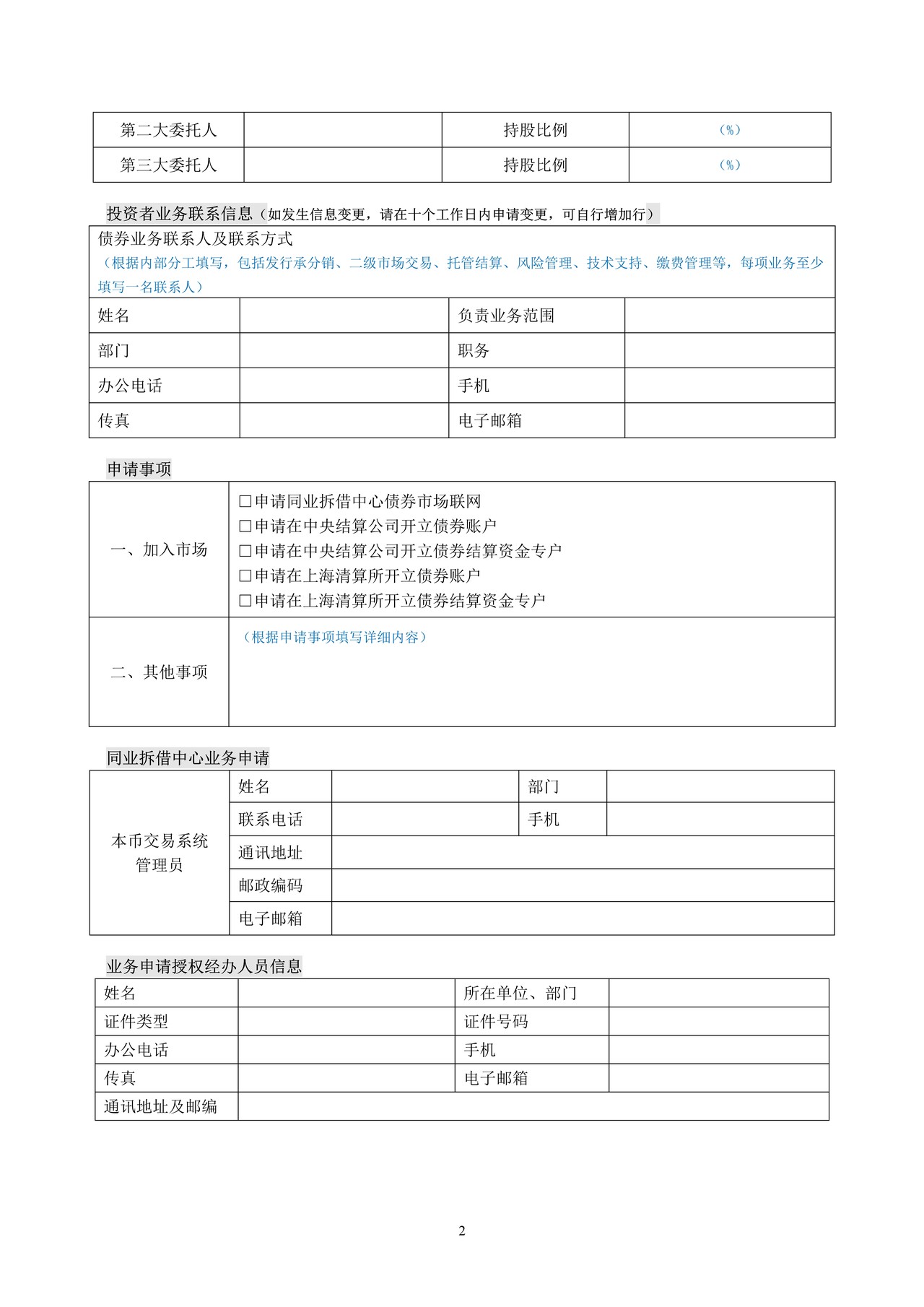 非法人类合格机构投资者业务申请表