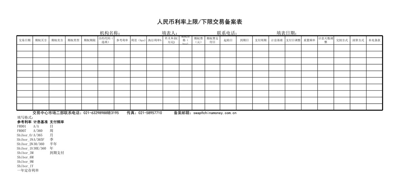 利率期权交易备案表