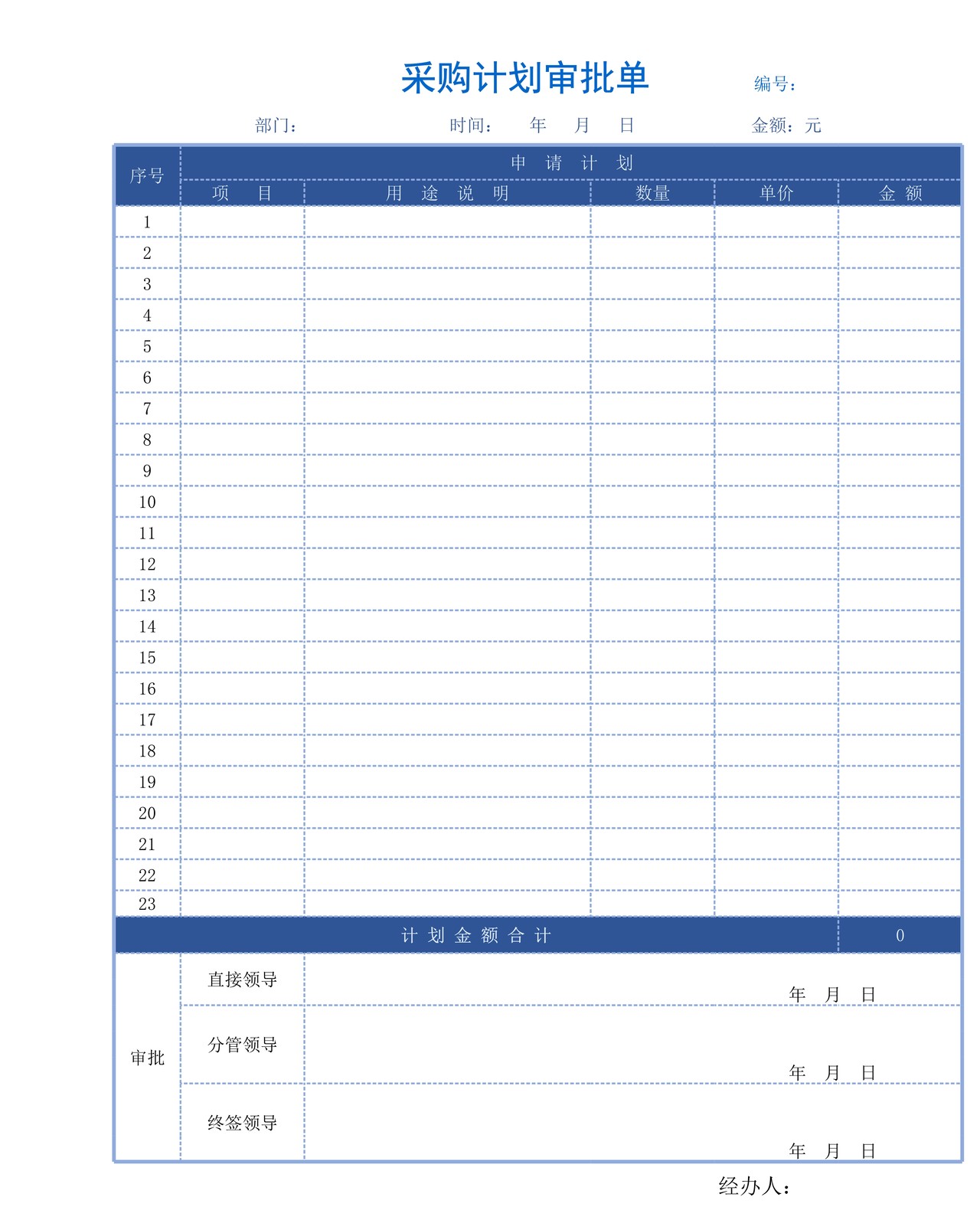 采购计划审批单模板