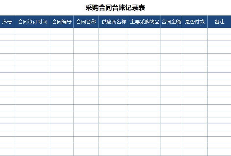 采购合同台账记录表