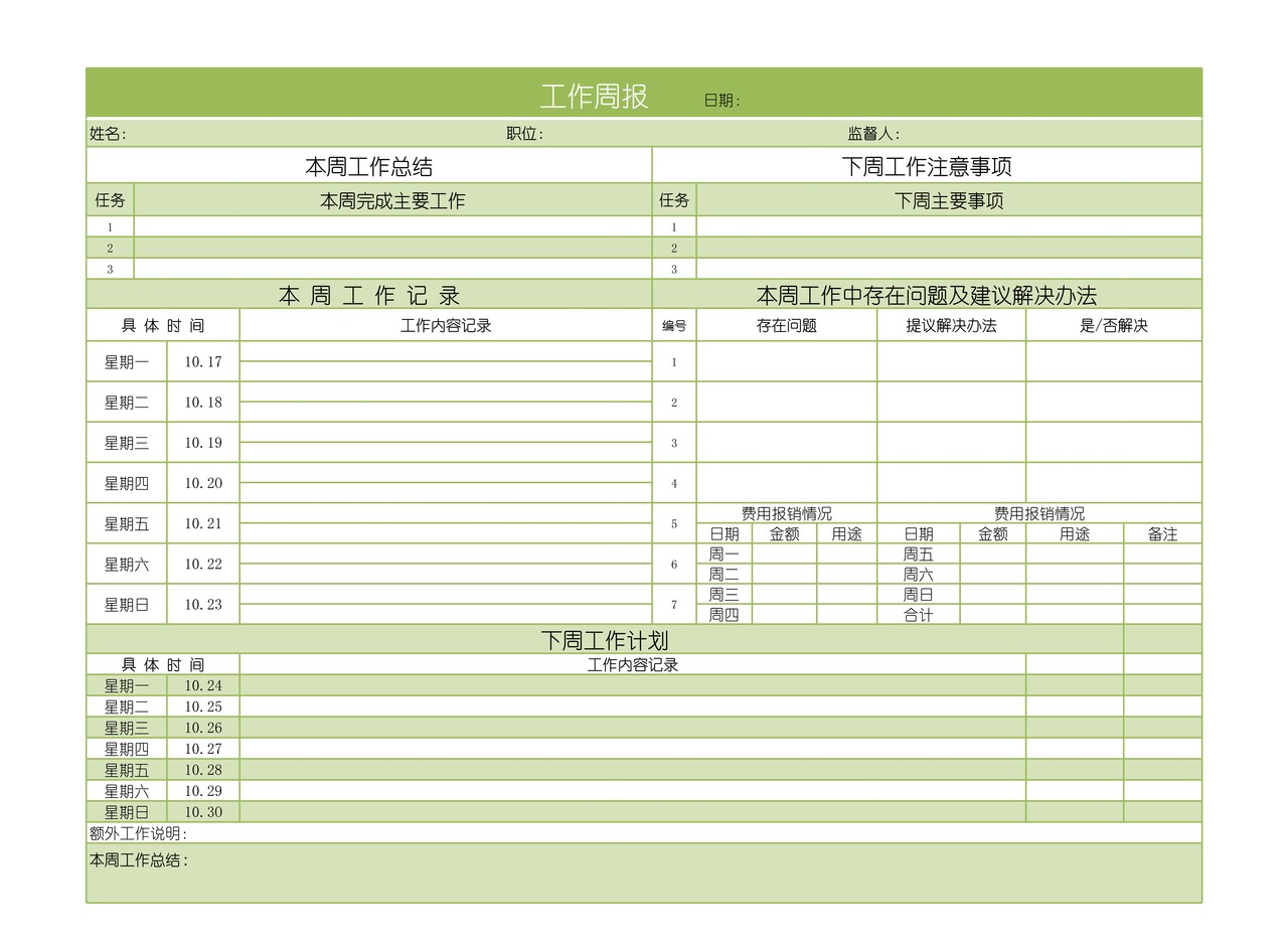工作总结数据分析表excel（工作周报）