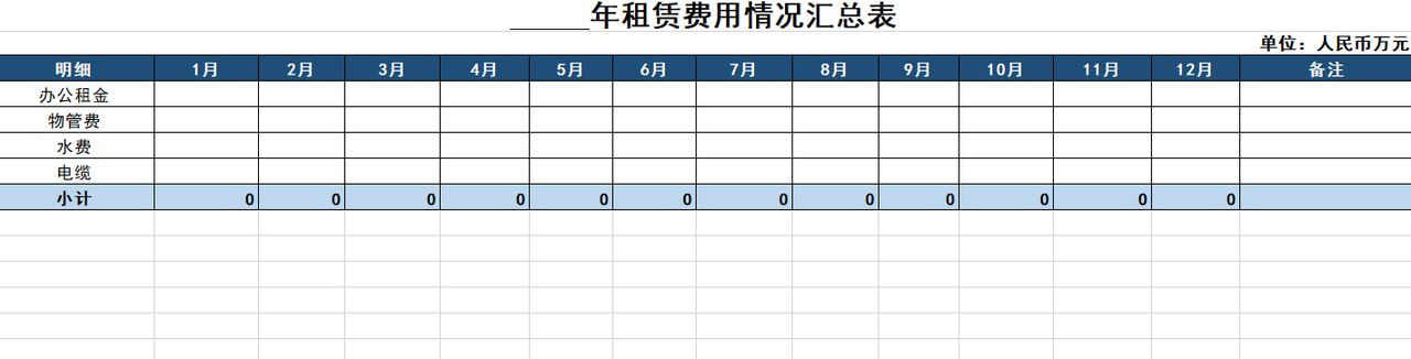 租赁费用情况汇总表