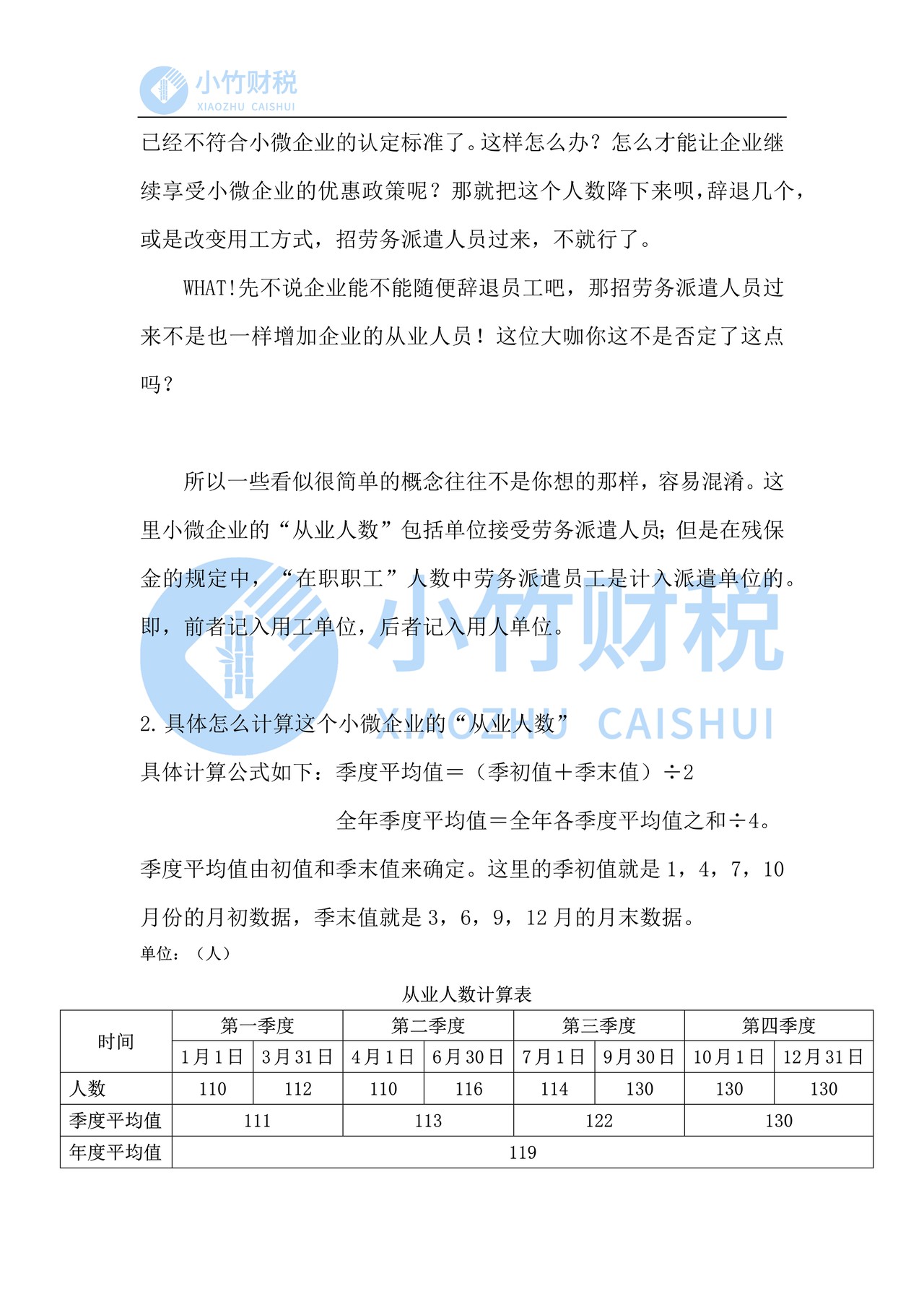 小微企业“从业人数”的确定