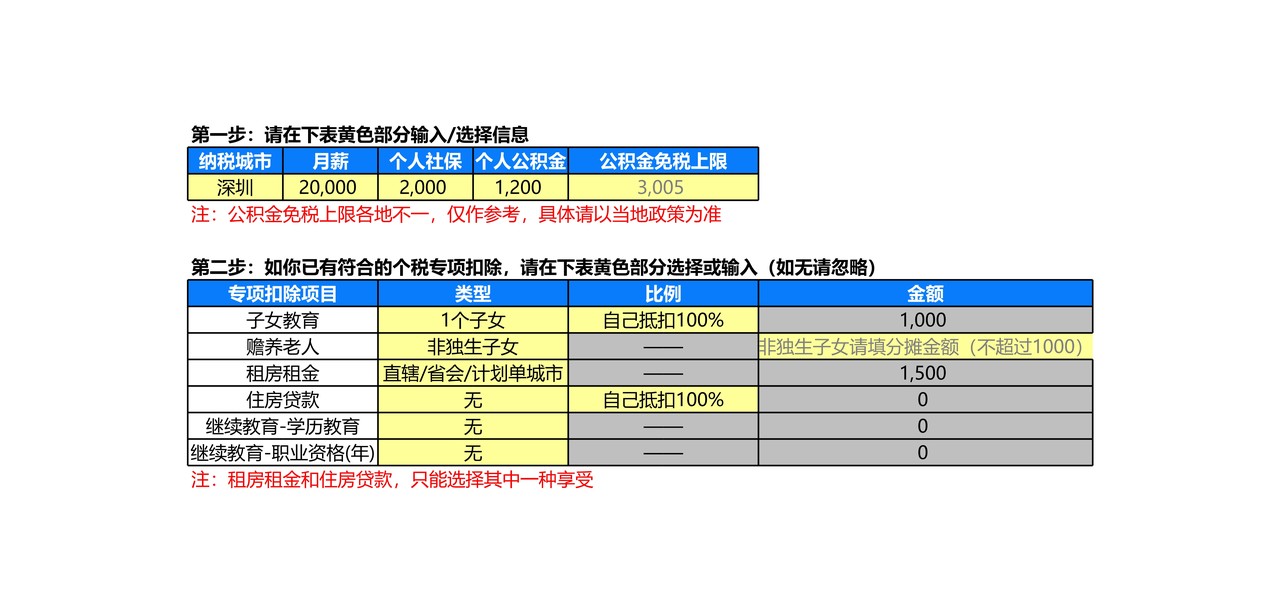 个税及工资计算表-2019版