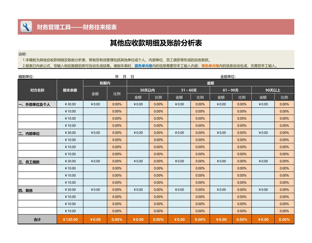 其他应收款账龄分析表