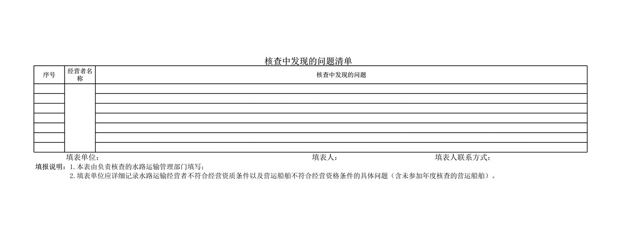 核查中发现的问题清单