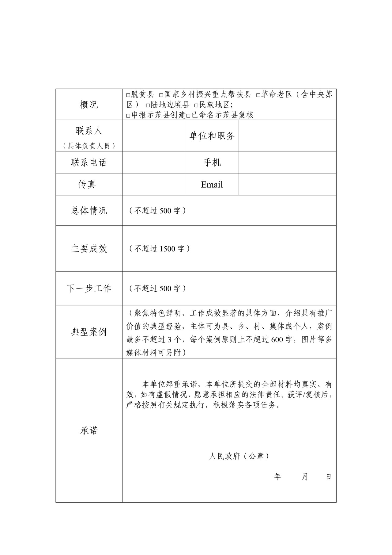 “四好农村路”全国示范县申报（复核）申请表