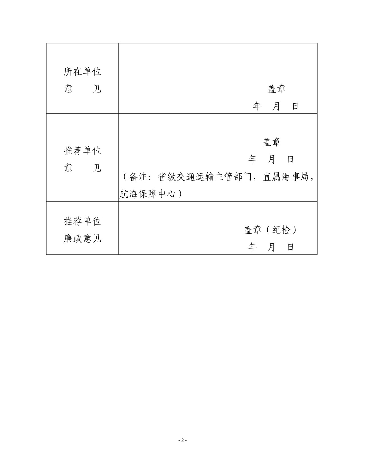第一届“最美海事人”推荐表