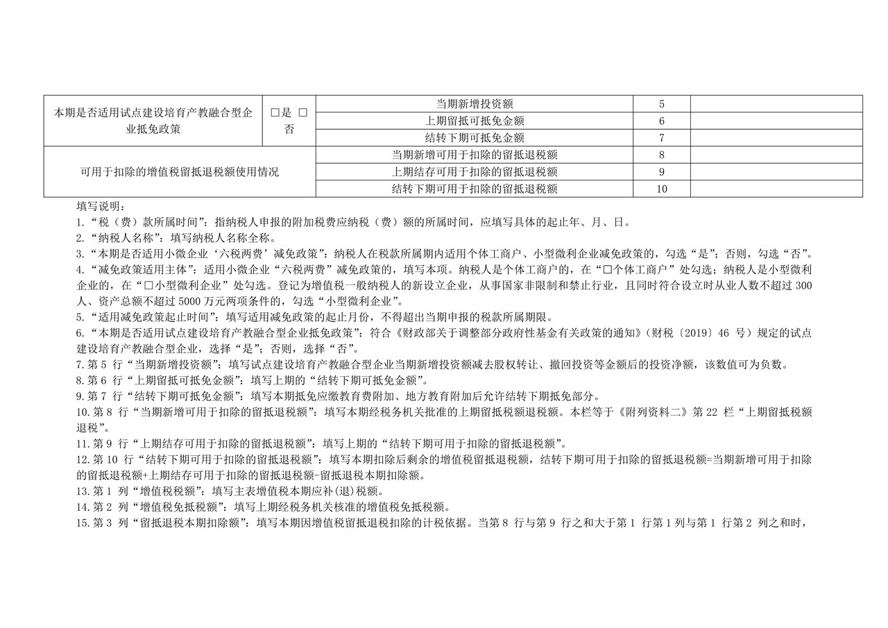 《增值税及附加税费申报表（一般纳税人适用）》附列资料（五）