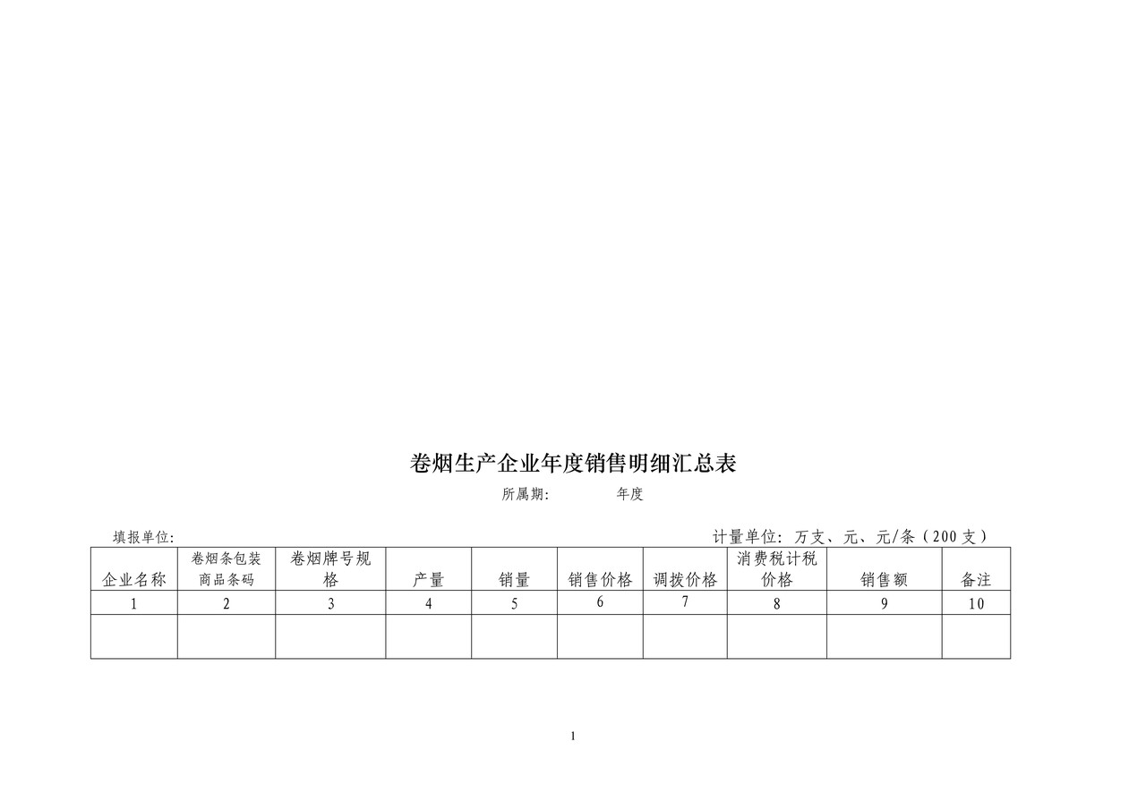 卷烟生产企业年度销售明细汇总表及填表说明