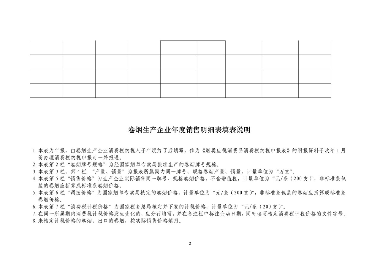卷烟生产企业年度销售明细表及填表说明