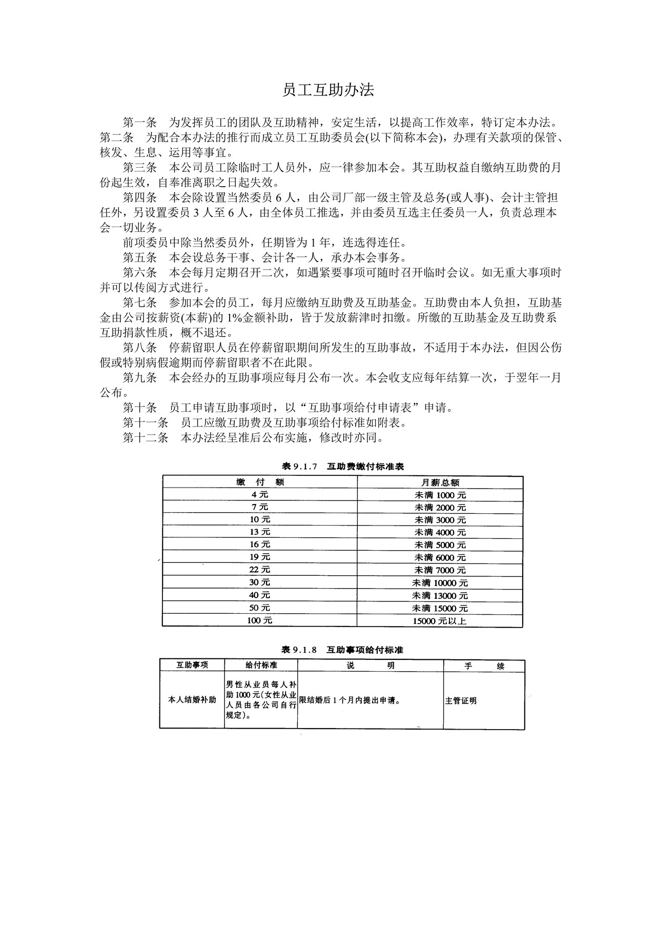 员工互助办法