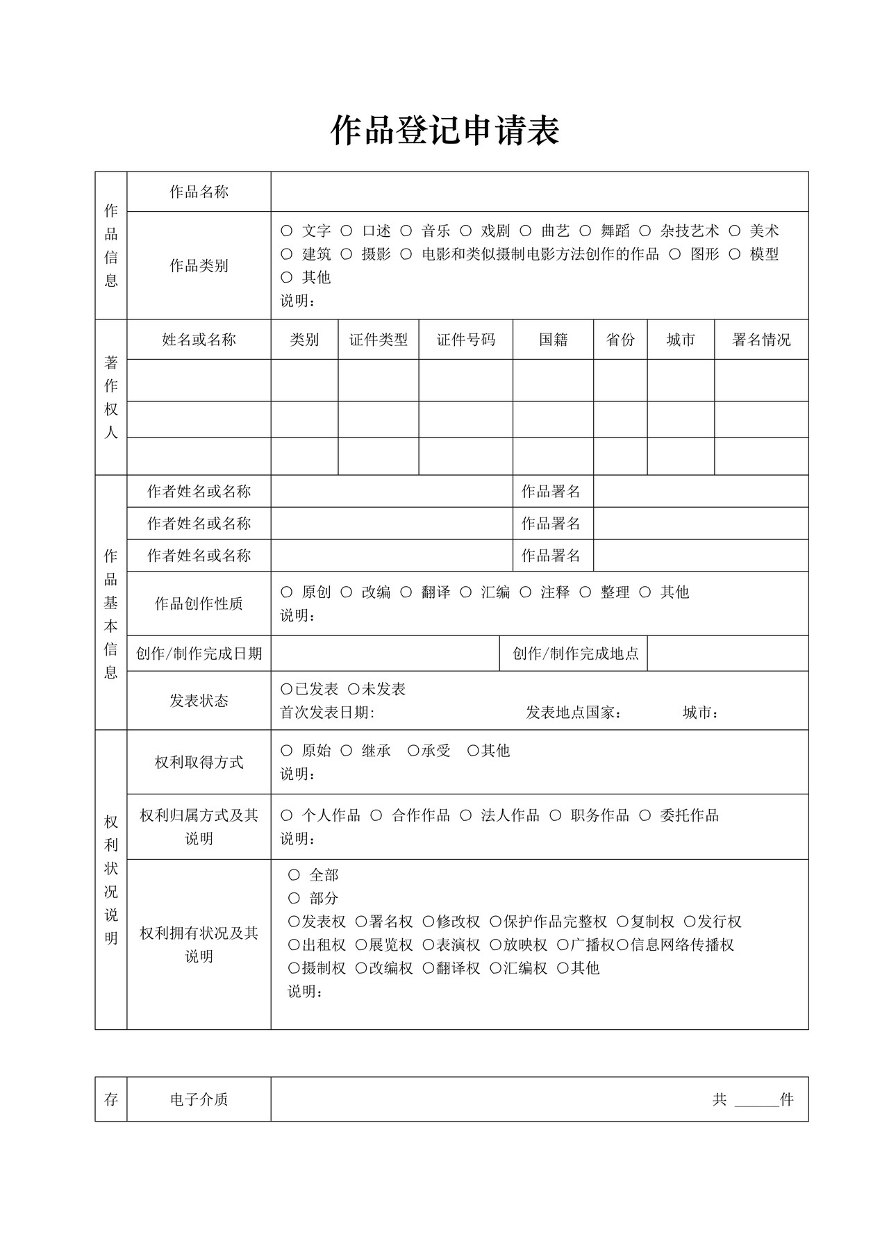 作品登记不予登记通知书