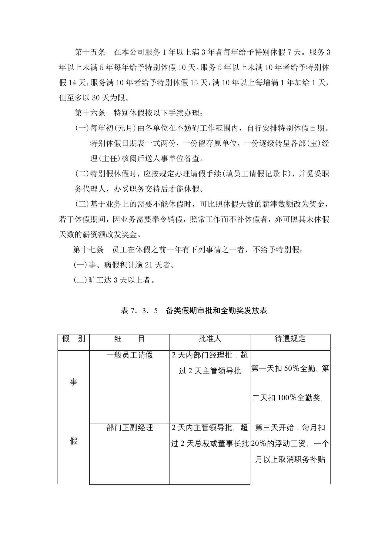 请假休假管理规定