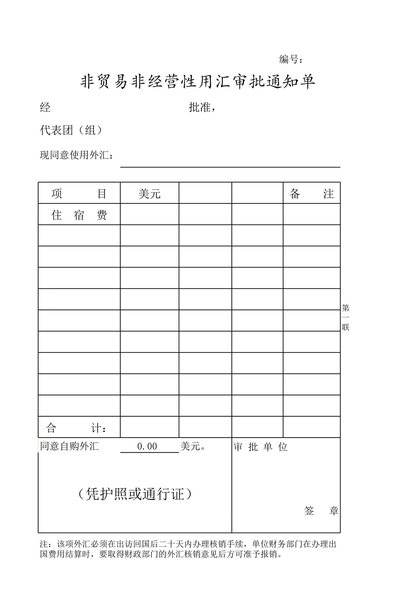 用汇审批通知单