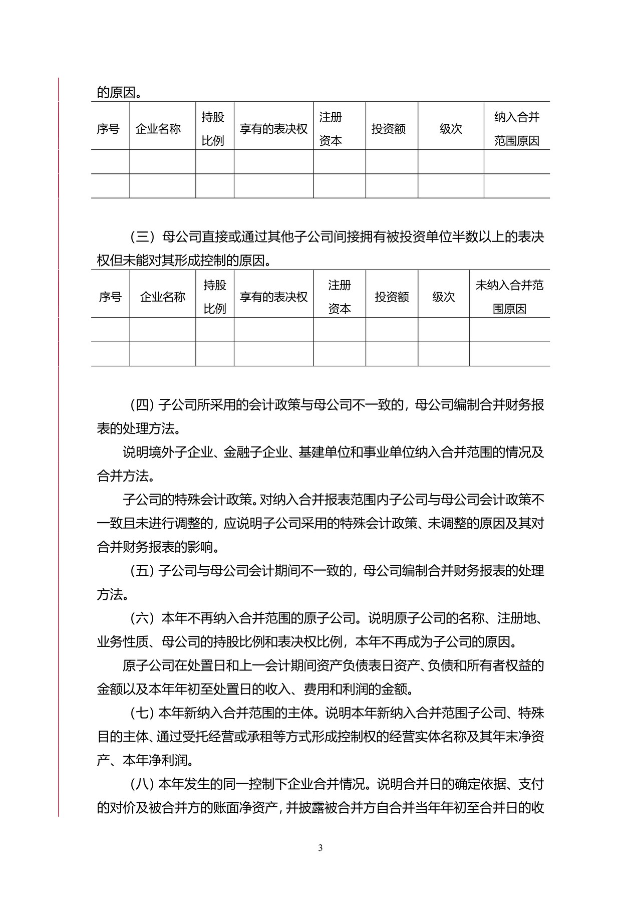 会计报表附注内容提要