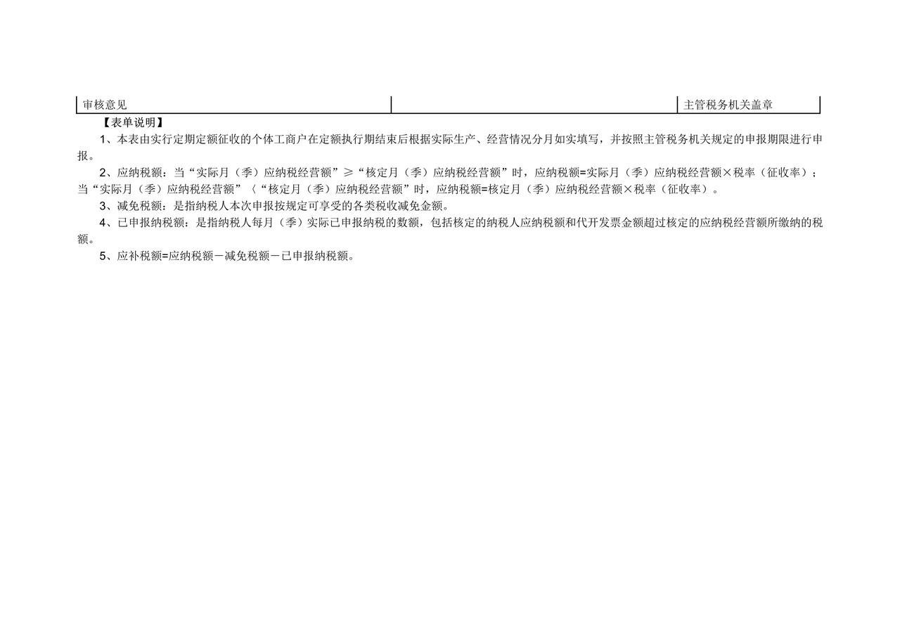 《定期定额个体工商户纳税分月(季)汇总申报表》