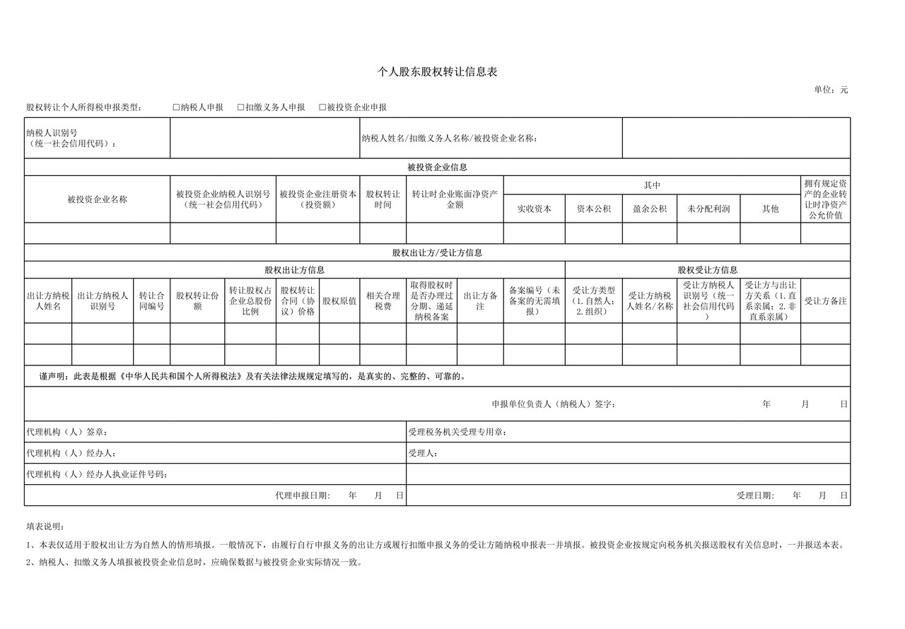 《个人股东股权转让信息表》
