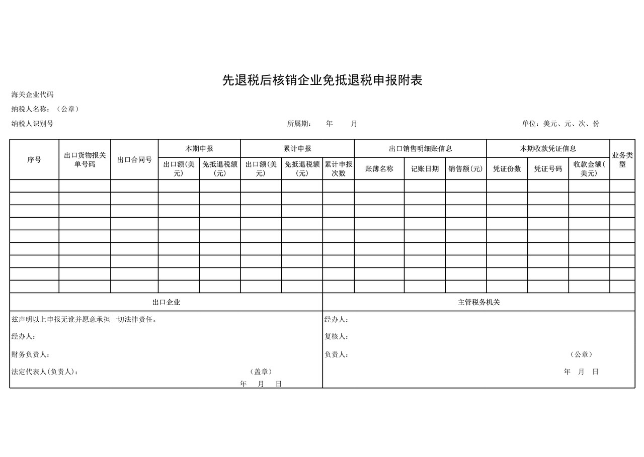 先退税后核销企业免抵退税申报附表 (1)