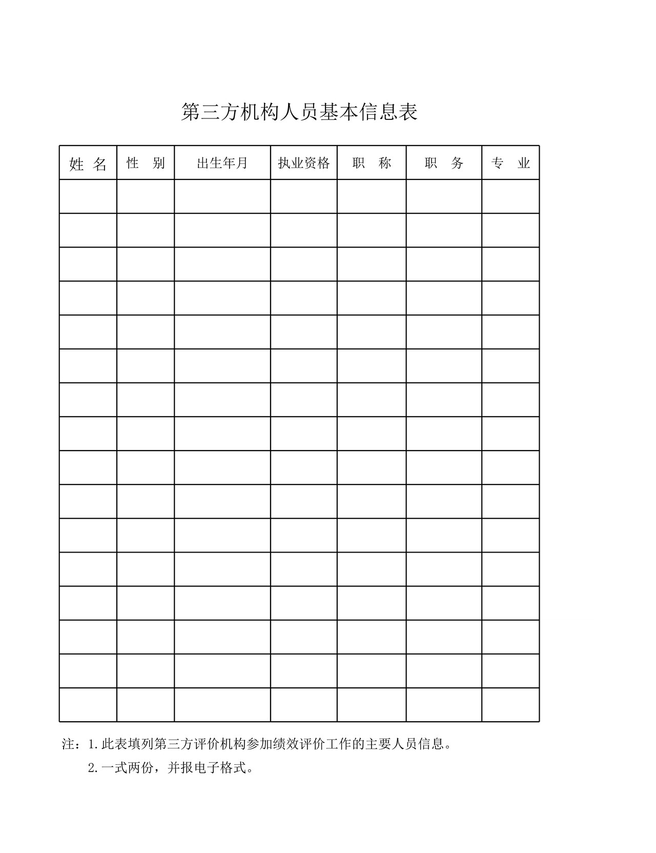 第三方机构参加绩效评价申请表