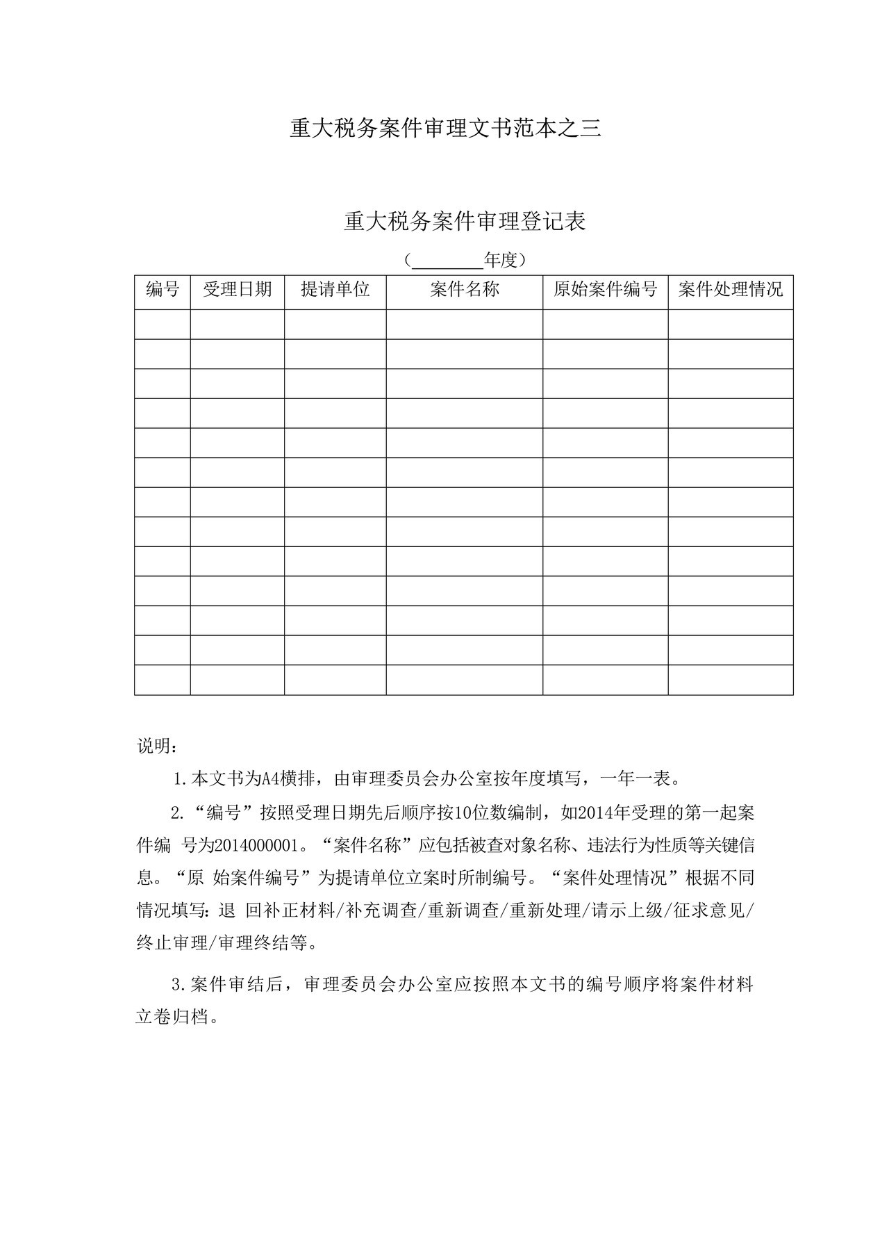 重大税务案件审理文书范本之三