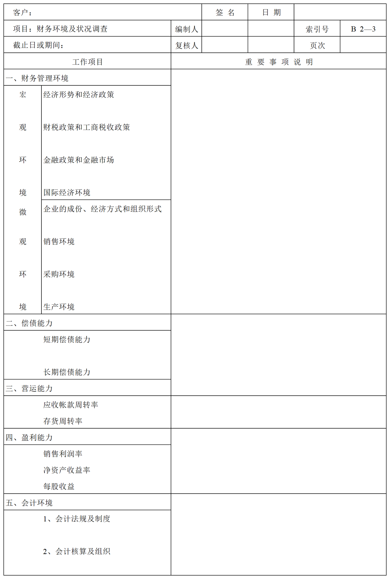 审计准备B业务管理类