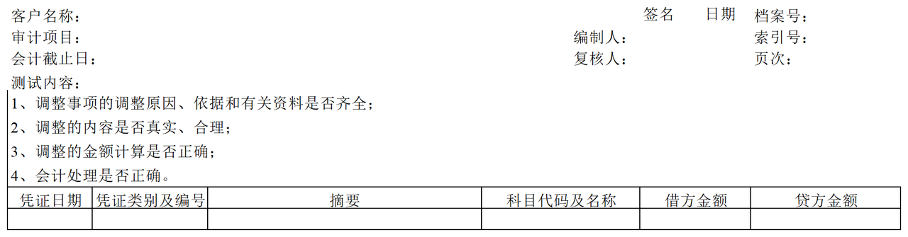 F11以前年度损益调整审计表格