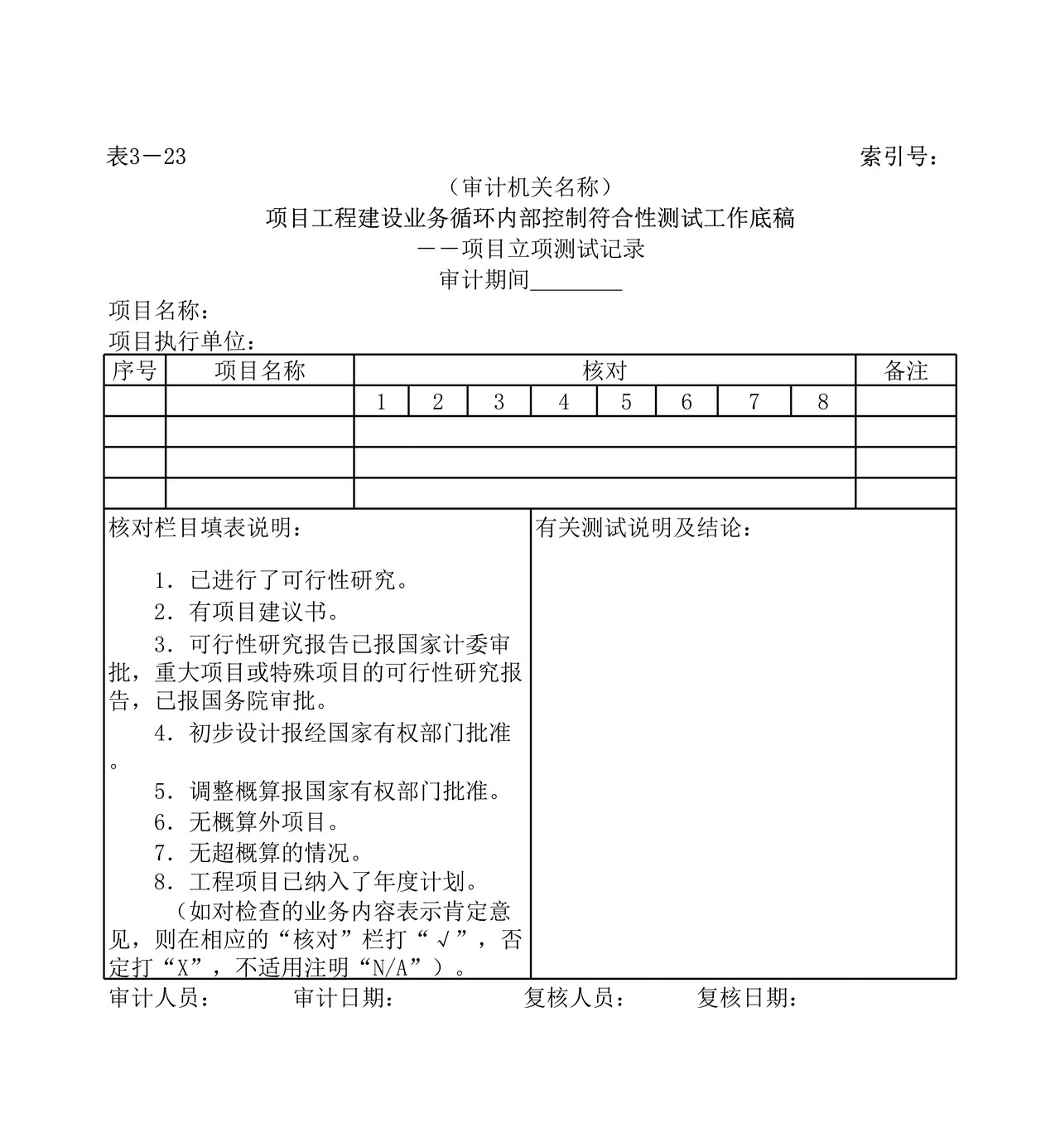 项目工程内部控制测试