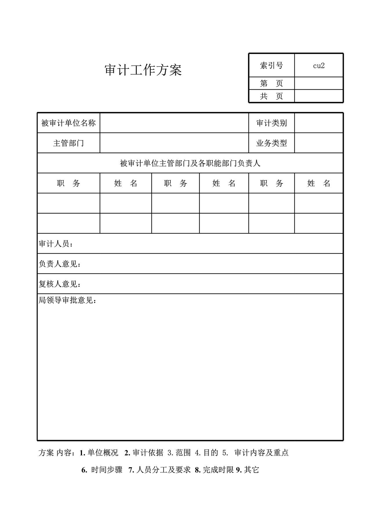 行政事业单位审计准备基本情况表