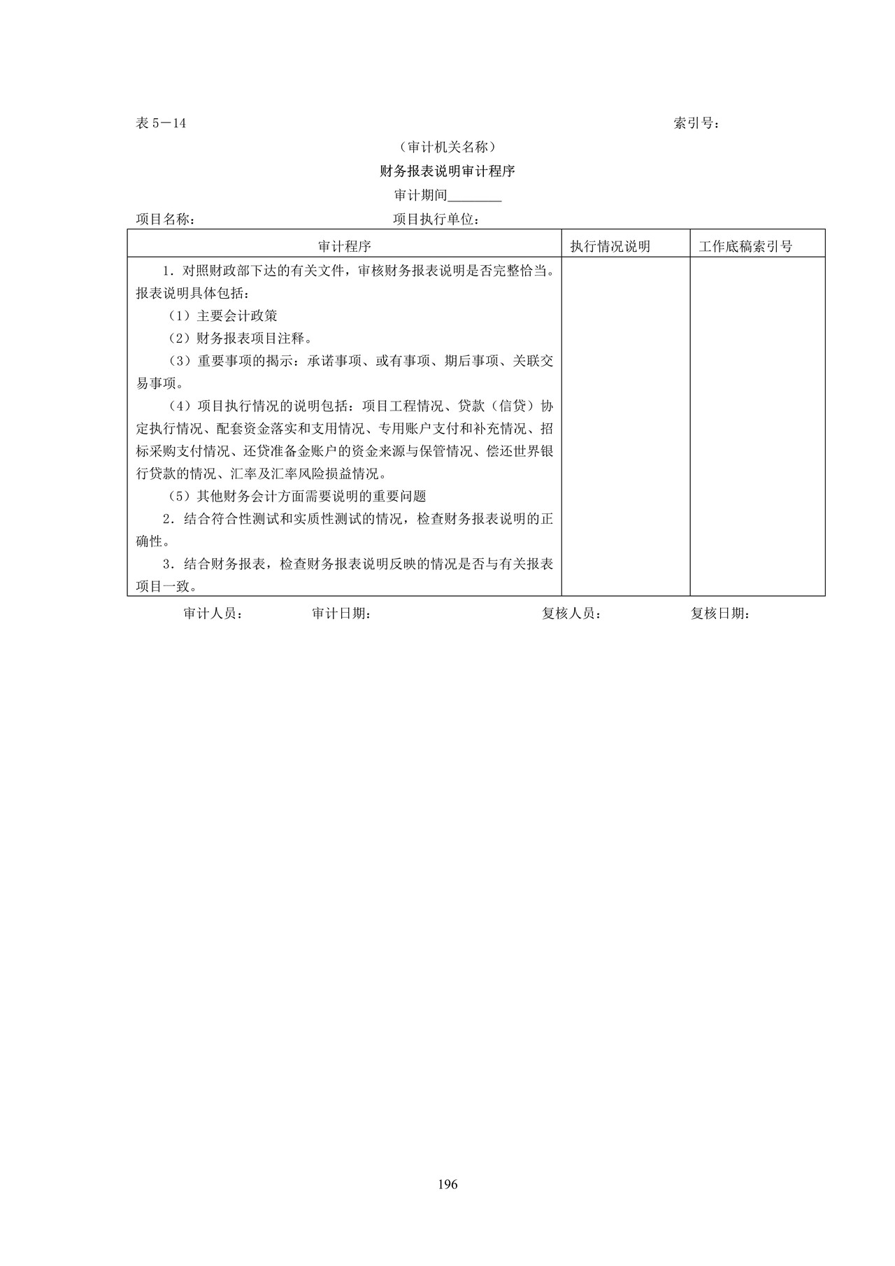 财务报表-6财务报表说明审计程序表
